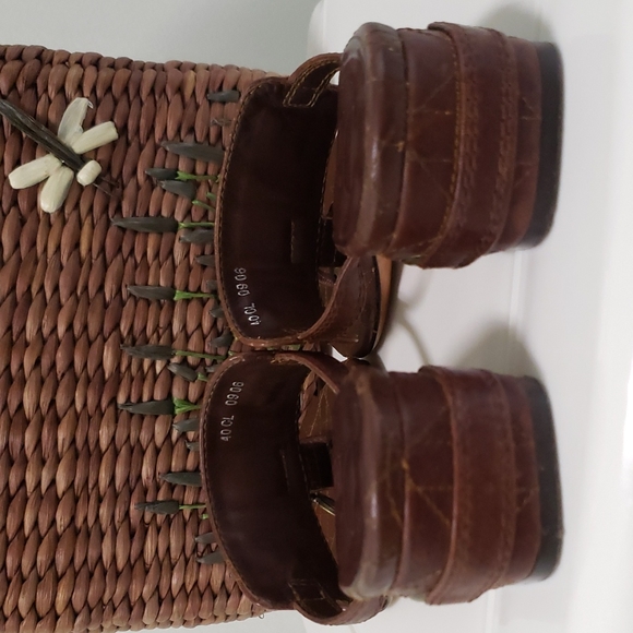 Christian‎ Dior Brown Leather Cannage Block Heel Sandals Size 40 - Picture 5 of 16